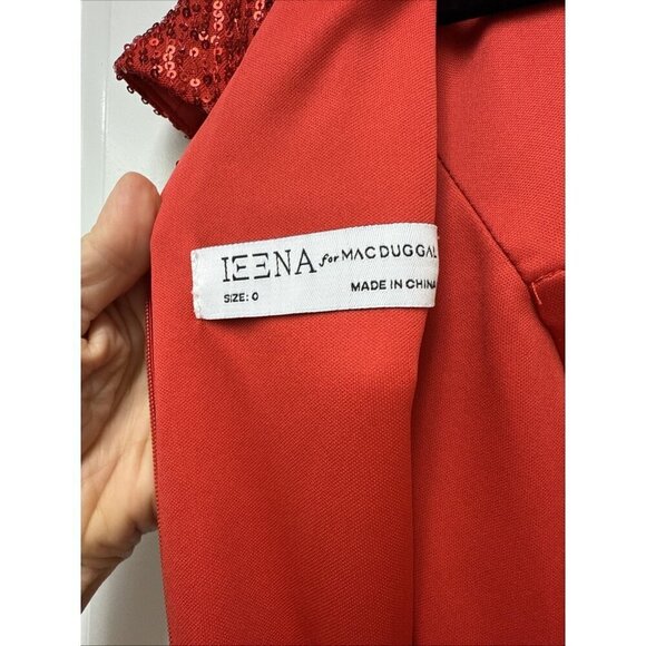 New Mac Duggal Size 0 Red 42022 Sequined One Shoulder Cut Out Gown Dress $398 - Picture 11 of 12